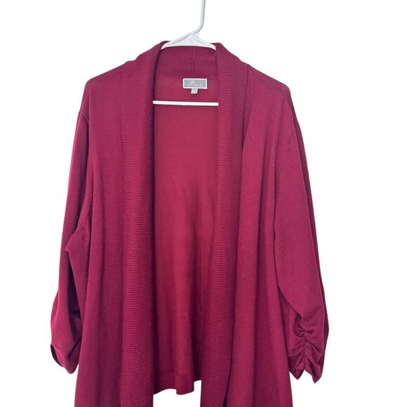 JM Collection Womens Burgandy Open Front Cardigan SZ 3X Comfy Business Casual - Picture 2 of 12